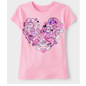 Girls Valentine's Day Heart Graphic Tee XL